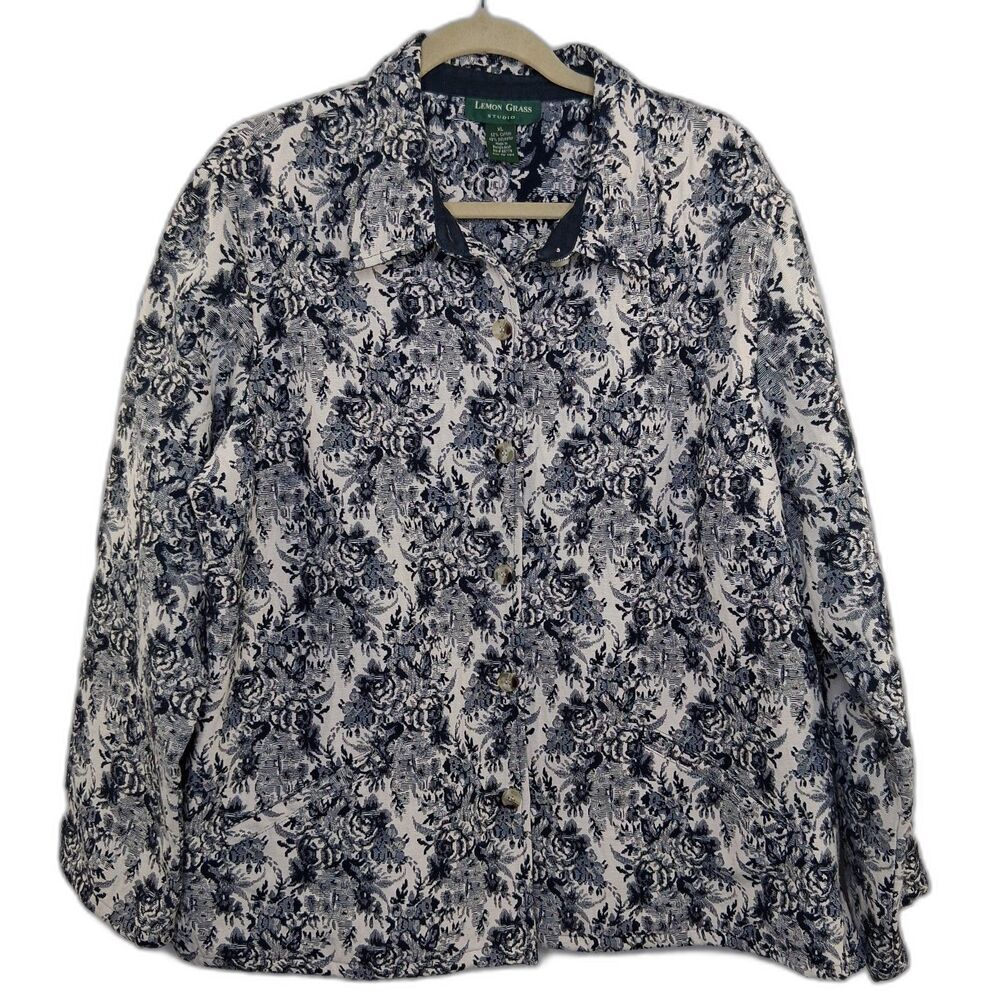 Lemon Grass Floral Tapestry Jacket Size XL